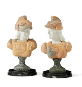 Pair of Classical Bust Marble Sculptures