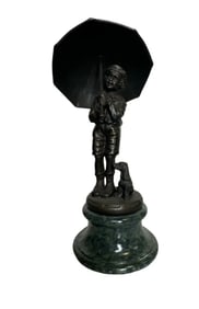 Boy Umbrella Bronze Sculpture
