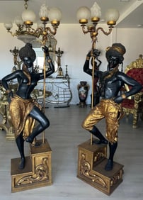 Life Size BlackMoors Floor Lamps Sculptures
