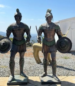 Pair of Life Size Warriors Bronze Sculptures