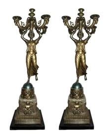 A pair of Empire bronze five-light candelabra Set