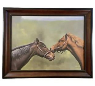 Large Oil on Canvas Horses by Valentina