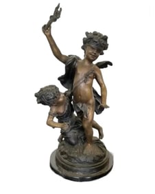 Torch Boy Bronze Sculpture Auguste Moreau