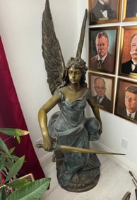 Life Size Victory Angel Bronze Sculpture by Villar