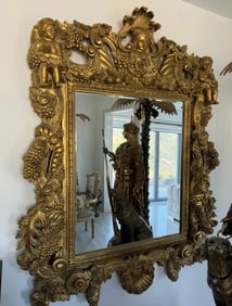 Huge Ornate Cherubs and Grapes Gold Mirror