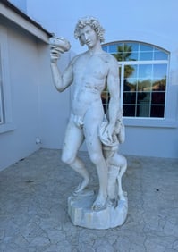 19th Century over Life-Size Italian Marble Statue of Bacchus