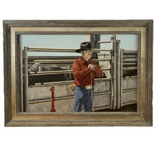 Walt Johnston Cowboy  Oil Painting 1982