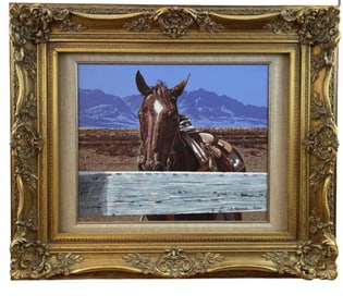 Horse Ranch  Oil Painting 1984  by L. Benjamin Porter