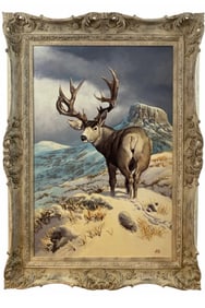 Wildlife Mule Deer Oil Painting by Hector Morales