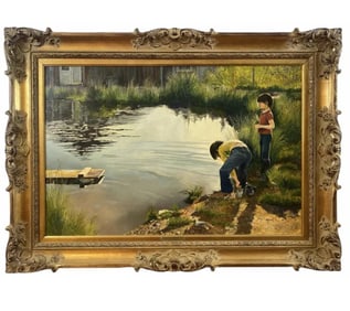 1981 The Pond Oil Painting by Tom Darrah