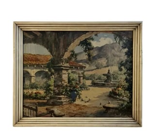 Hacienda House Lithograph - Davis F. Schwartz