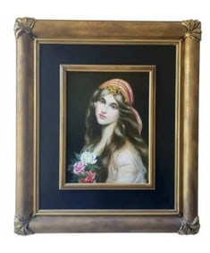 Large Portrait of a Young Lady Oil Painting On Panel
