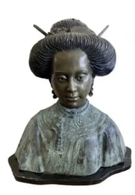 Large Geisha Bronze Sculpture