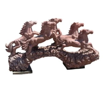Extra Large Horses Pink Marble Sculpture