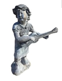 Large Bronze Girl with Guitar Sculpture