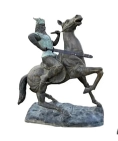 Life Size Bronze Warrior and Horse Sculpture