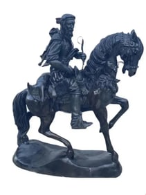 Huge Bronze Arab on a Horse Sculpture