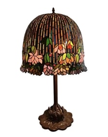 Large Tiffany Style Flowering Lotus Table Lamp