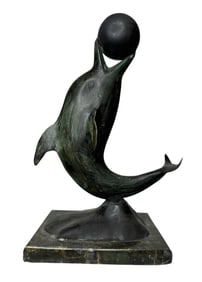 Dolphin Modern Bronze Sculpture Unidentified Artist