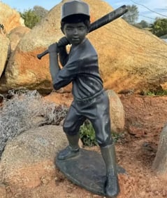 Life Size Bronze Boy Playing Baseball Sculpture