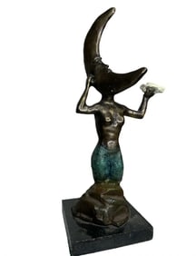 Sergio Bustamante Moon Bronze Sculpture