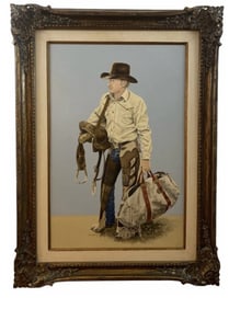1983 Cowboy Oil on Panel by Walt Johnston