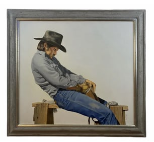 1982 Cowboy Oil on Panel by Walt Johnston