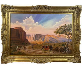 1991 Maurice Green  Western Lanscape Oil Painting