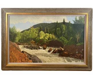 1985 Huge Landscape Oil Painting by Walt Johnston