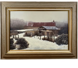 Landscape Snow Scene Oil on Canvas by Hector Morales