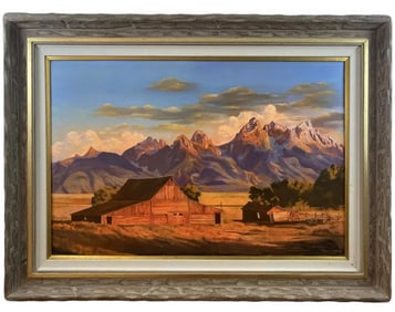 1990 Landscape Sunset Oil Painting by Maurice Green