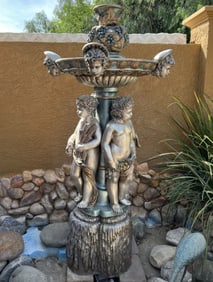 Bronze Four Seasons Cherub Fountain with Top Tier and Mascaron Spouts