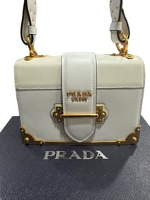 Prada Cashier White Leather Crossbody Bag