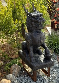 Large Bronze Dragon Foo Dog Sculpture