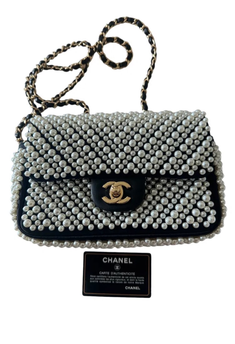Chanel Black Lambskin Pearl on Flap Bag (1 of 6)