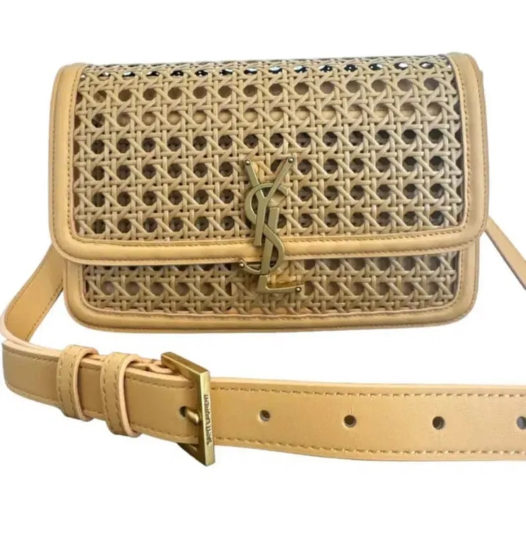 YSL Saint Laurent Solferino Cane Work Crossbody Bag: Measurements: 9 in L x 6.5 in H x 2.5 in - Made in Italy. Includes box and dust bag.- Shipping only