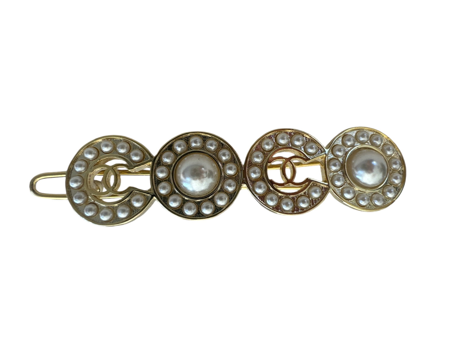 Chanel CC Coco Hair Clip Barrette Metal with Faux Pearls (1 of 3)