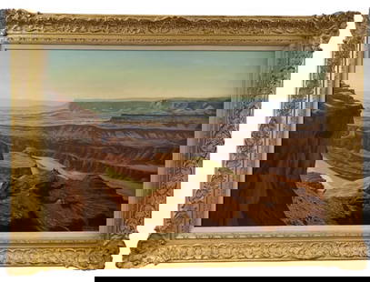 Dead Horse Point State Park by Maurice Green: Frame Size : 44 in L x 32 in H - Painting: 35 in L x 23 in H *** Dead horse point by Morris GreenOil on canvas by famous Albuquerque artist Maurice Green who lived and worked in Albuquerque until he p