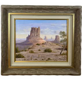 1989 Landscape by Maurice Green: Frame: 30 in L x 26 in L - Painting: 19 1/2 x 15 1/2