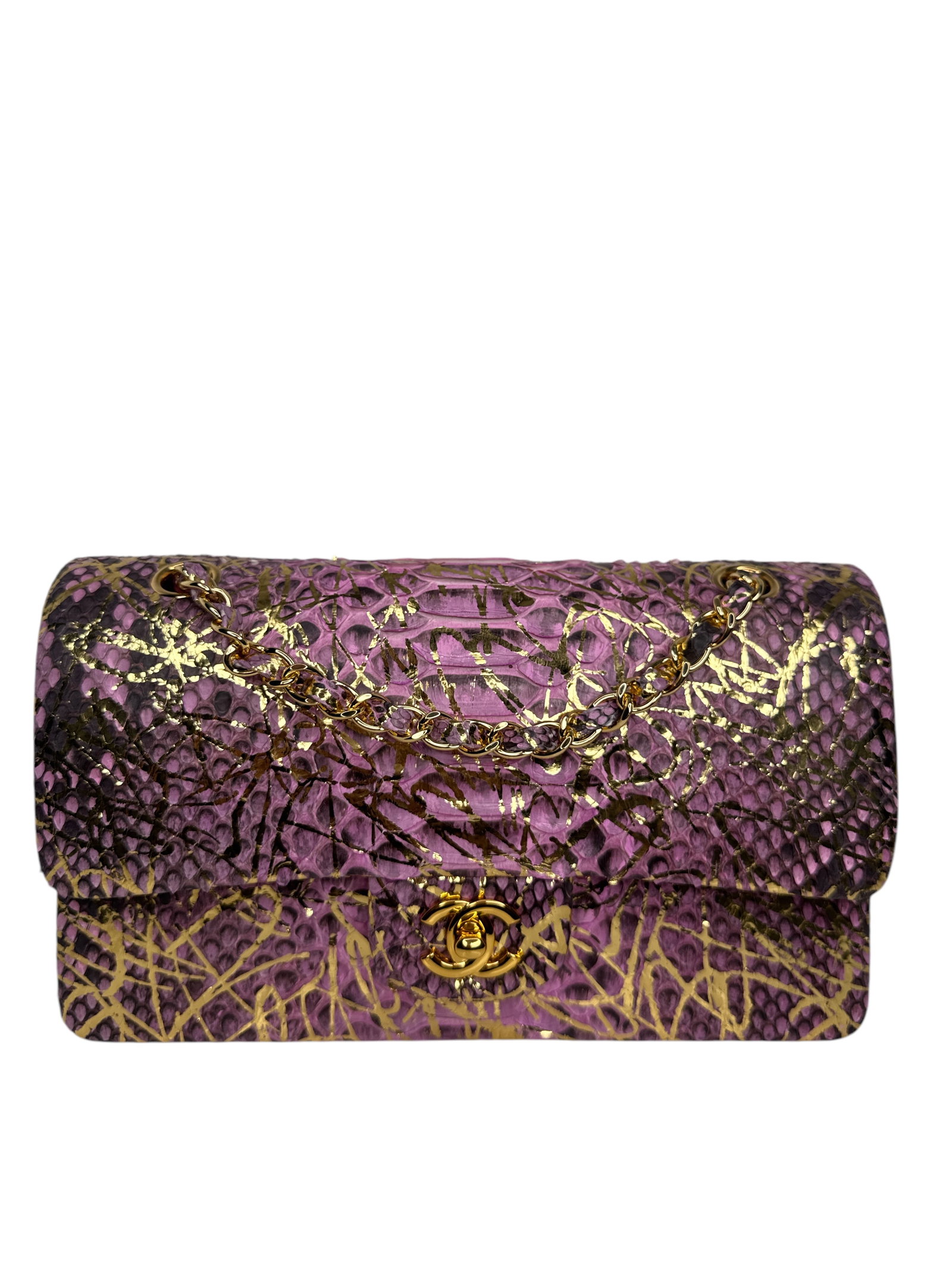 Chanel Chanel Two Tone Pink Python Flap Chain Clutch Bag (1 of 6)