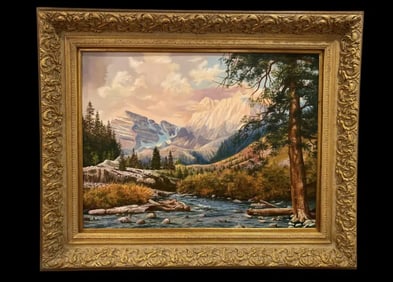 1990 Huge Landscape Fall in the Rocking Mountain Painting by Maurice Green