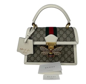 GUCCI GG Supreme Monogram Queen Margaret Top Handle Bag White