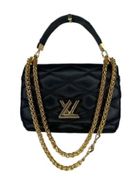 LOUIS VUITTON Lambskin Malletage Top Handle GO-14 MM Black