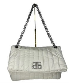 Balenciaga Women's White Monaco Medium Leather Shoulder Bag