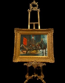 Carriage Horse Oil on Panel Painting