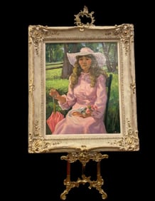 Woman Portrait Oil on Canvas by L. Turner