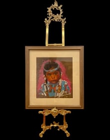 Native American Girl Pastel Painting -by Chodat