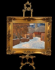 1972 Adobe Town Painting by Novella H. King