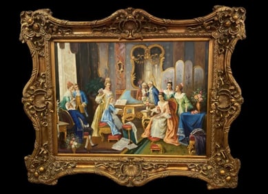 Huge Baroque Oil Painting Pianist