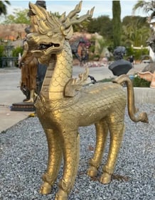 Life Size Wood Dragon Sculpture